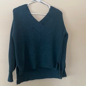 Pink Rose Size Medium Off the Shoulder Teal V Neck Sweater